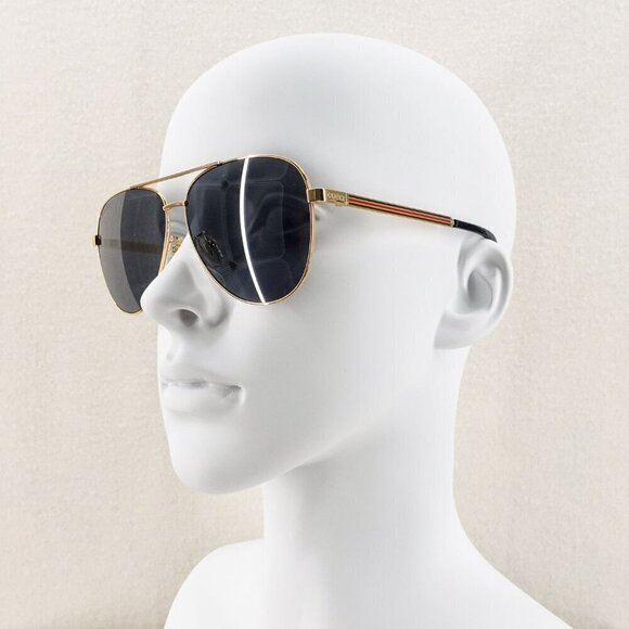 Gucci GG1233 Pilot Sunglasses Gold Gray OS - Picture 12 of 16